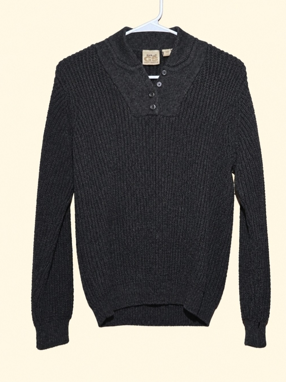 Gander Mountain Men's Charcoal Rib-Knit V-Neck Button Sweater